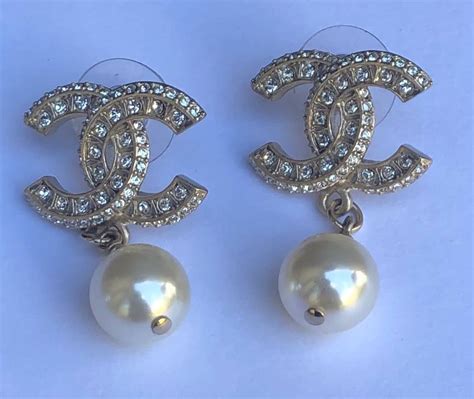 chanel cc earrings faux pearl|chanel pearl drop earrings price.